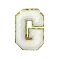 White chenille letter G embroidered patch gold glitter varsity patch DIY clothing bag decor - Letter G