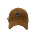 Gorra de béisbol marrón con letra W bordada, sombrero casual de protección solar para adultos - Amarillo jengibre