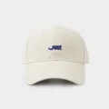 Beige Baumwolle Baseballcap mit blauer Just Stickerei, lässige Kappe für Damen. - M (55-60cm) / Beige