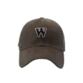 Gorra de Béisbol Marrón Oscuro con Bordado de Letra W, Sombrero Ajustable Casual para Hombres Mujeres - Gris Plomo