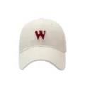 Gorra de béisbol beis variante con letra W roja bordada, sombrero de sol casual. - Blanco