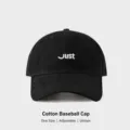 Black baseball cap with white embroidered lettering, casual style, perfect for daily wear. - Black