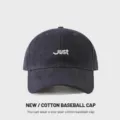 Casual cotton baseball cap with letter embroidery for women, stylish sun shading hat. - Navy Blue