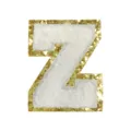 White glitter gold border letter Z chenille patch for DIY clothing and bags decoration. - Letter Z