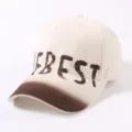 Berretto da baseball vintage lavato e invecchiato, corona profonda con bordo sfumato marrone. - Bianco avorio