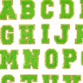 Green chenille varsity letter patches gold border DIY embroidery alphabet patches for bags. - Full Set of 26 Green Letters