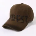 Gewaschene braune Vintage Baseballkappe mit Buchstabenprint tiefe Krone harte Struktur - Regulärer Kopfumfang (54-59 cm) / Kaffeebraun