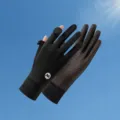 Women ice silk sun protection gloves anti-slip driving outdoor cycling UV blocking summer black - Black