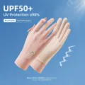 Women ice silk sun protection gloves UV blocking outdoor driving pink non-slip gloves - Pink