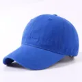 Solid blue washed cotton baseball cap casual soft top sun hat unisex daily wear - Sapphire Blue