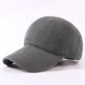 Dark grey cotton baseball cap for men and women, soft top casual washed duckbill sun hat. - Gray