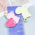 Pendentifs ours en émail rose avec cœur 'LOVE' pour la fabrication de bijoux DIY - Ours de Cœur (27200)