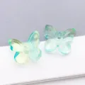 Translucent gradient glass butterfly beads for DIY jewelry making and necklace crafts - Transparent Blue Green Gradient