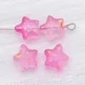 Pink transparent star glass beads with gold foil for DIY jewelry making accessories - Frosted Rose Red Gold Splashed Style (26720)