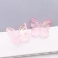 Pink gradient glass butterfly beads with straight holes for DIY jewelry making accessories - Transparent Pink Gold Foil