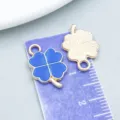 Blue enamel four-leaf clover charm for DIY jewelry making - Lake Blue Clover Style (11049) / 1 Piece (9x12mm)