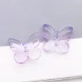 Purple gradient butterfly glass beads for DIY jewelry making charms and accessories - Transparent Light Purple Gold Foil