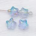 Star glass beads with gold foil in purple blue gradient for DIY jewelry making accessories - Frosted Blue-Purple Gradient Gold Splashed Style (26722)