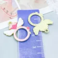 Pendentif bague avec ailes et diamant en émail rose pour la création de bijoux DIY - Bague Ailée (27218)
