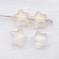 Translucent white star beads with embedded gold glitter for DIY jewelry making projects - Transparent Golden Gold Splashed Style (26723)
