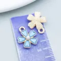 Blue enamel flower charms with pearl and gold floral pendants for DIY jewelry making - Cherry Blossom Pearl Style (12080) / 1 Piece/Pack (12x15mm)