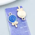 Blue enamel lollipop alloy charm pendant for DIY jewelry making with ruler scale - Round Lollipop Style (12337) / 1 Piece/Pack (9x18mm)