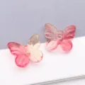 Elegant pink gradient butterfly glass beads for DIY jewelry making and necklace charms - Transparent Orange Red Gradient