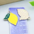 Yellow enamel lemon-shaped alloy charm pendants for DIY jewelry necklace making - 1 Piece/Pack (21x17mm)
