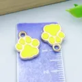 Bright yellow enamel paw print alloy charms for DIY handmade jewelry making accessories - 1 Piece/Pack (15x12mm)