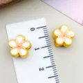 Pink enamel cherry blossom alloy spacer beads for DIY jewelry making 1cm - Sakura (22687)