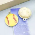 Yellow enamel baseball charm alloy pendant for DIY jewelry making with scale - 1 Piece/Pack (21x18mm)