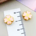 Pink enamel four-leaf clover alloy spacer beads for jewelry making, 1cm size - Four-Leaf Clover (22689)