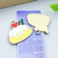 Cute yellow enamel pudding cake charm with red heart decoration for DIY jewelry projects - 1 Piece/Pack (18x19mm)
