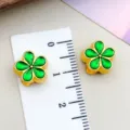 Green enamel cherry blossom flower spacer bead for DIY jewelry making gold finish - Five-Petal Flower (22691)