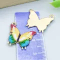 Colorful enamel butterfly pendant charm for DIY jewelry making with gold-tone back - 1 Piece/Pack (21x19mm)