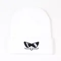 Gorro de punto blanco con bordado de gafas de sol, gorro cálido y elegante para mujer. - Talla única / Blanco
