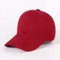 Einfarbige rote gewaschene Baumwoll Baseballcap Vintage weiche Top Retro Mütze Freizeit - Dunkelrot