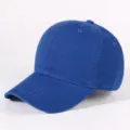 Plain cotton baseball cap solid color casual washed dad hat adjustable sports blue hat - Sapphire Blue