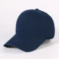 Dark blue cotton dad hat, vintage washed baseball cap, solid color casual unstructured plain cap. - Navy Blue