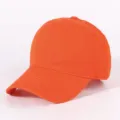 Solid orange baseball cap, plain cotton curved brim hat, casual outdoor sun protection cap. - Orange