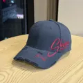 Verwitterte Baseballcap für Damen im Herbst und Frühling mit stylischer Stickerei. - Marineblau
