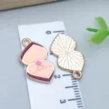 Heart-shaped jewelry box enamel charm pendant for DIY necklace bracelet jewelry making - Heart Diamond Ring Box (25186) / 1 Piece (22x12x1mm) / Pink