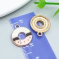 Colorful cartoon alloy donut pendant with enamel finish for DIY handmade jewelry making - Light Pink White Enamel Donut (24689)