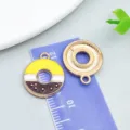 Yellow and chocolate brown enamel donut alloy charm for DIY jewelry making accessories - Yellow Coffee Enamel Donut (24691)