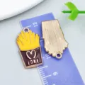Cartoon french fries enamel alloy pendant charm for DIY jewelry making and handmade accessories - Large Yellow Enamel Heart French Fries (24697)