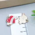 Red enamel heart alloy pendant charm with I love you text for DIY jewelry making - I Love You Heart Ribbon Letter (25192) / 1 Piece (13x18x1mm) / Red