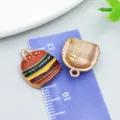 Cute colorful burger enamel alloy charm pendant for DIY jewelry and craft making - Coffee Brown Enamel Burger (24698)
