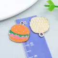 Colorful hamburger shaped enamel alloy charm pendant for DIY jewelry making accessories - Orange Enamel Rainbow Burger (24701)