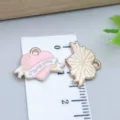 Enamel alloy heart charm with "I love you" banner for DIY jewelry making and Valentines gifts - I Love You Heart Ribbon Letter (25197) / 1 Piece (13x18x1mm) / Pink