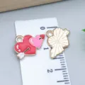 Colorful enamel Cupid arrow heart charms for DIY Valentine's Day jewelry making crafts - Double Hearts Arrow Through Pink Heart (25199) / 1 Piece/Pack (12x17x1mm) / Red